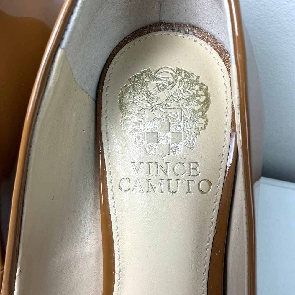Vince Camuto Women's Savilla Leather 7M Caramel Patent 4" heel Dress Pumps Shoes - Picture 7 of 10